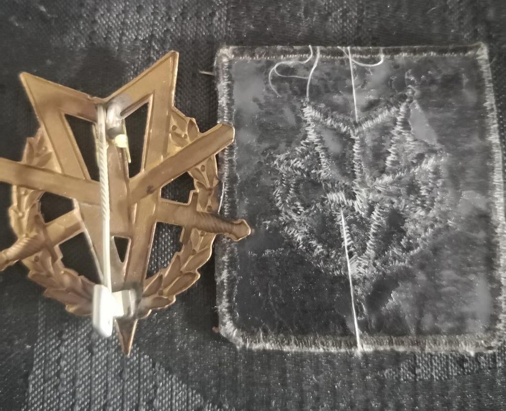 2x MLV speld met cijfer 8, Verzamelen, Verzenden, Landmacht, Nederland, Embleem of Badge