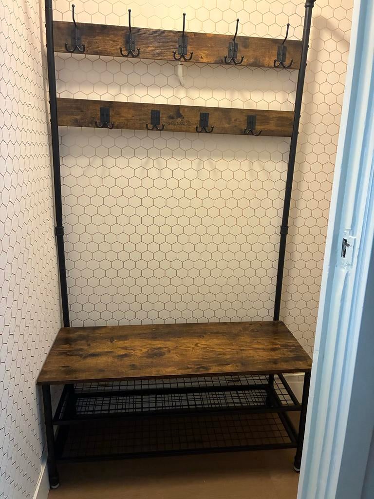Kapstok met bankje en dubbele schoenenrek, Huis en Inrichting, Woonaccessoires | Kapstokken, Ophalen of Verzenden, Zo goed als nieuw