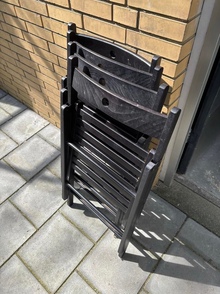 Zwarte houten klapstoelen ( ikea) 4 stuks, Ophalen, Gebruikt, Drie, Zwart