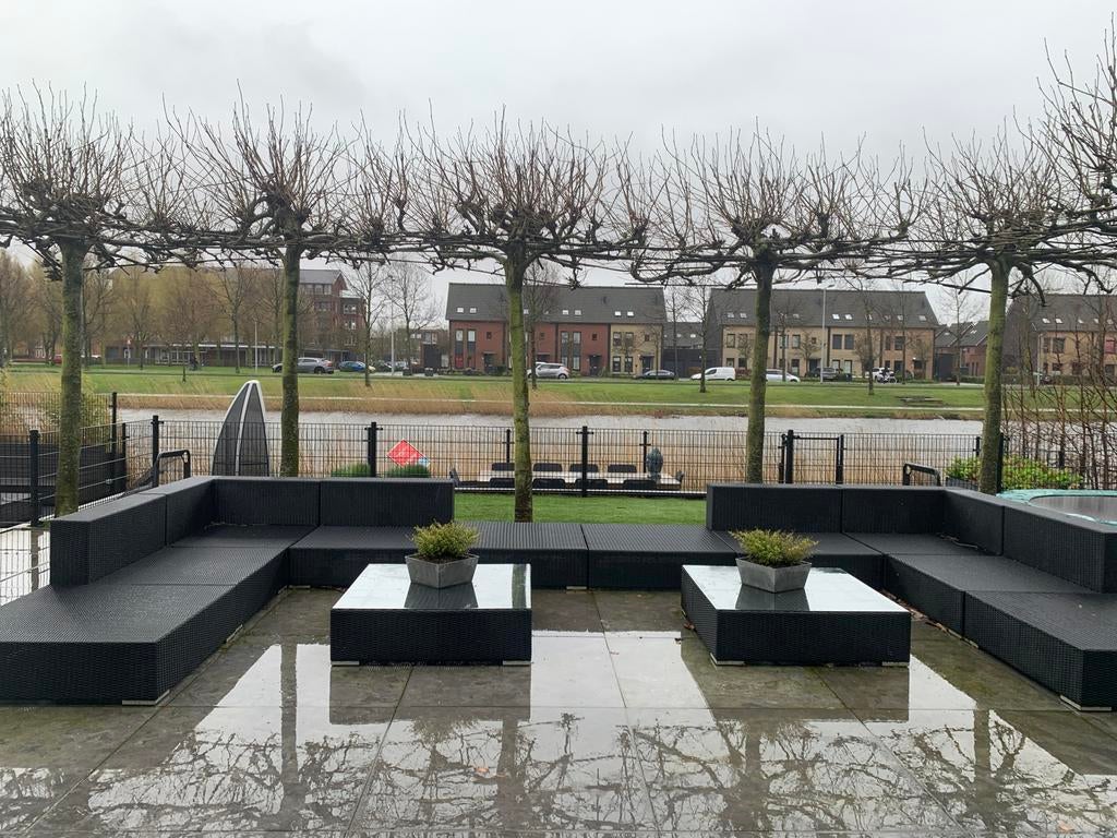 Four seasons Grote zwarte Wicker/rotan Tuin Hoekbank, Ophalen, Gebruikt, Meer dan 8 zitplaatsen, Loungeset