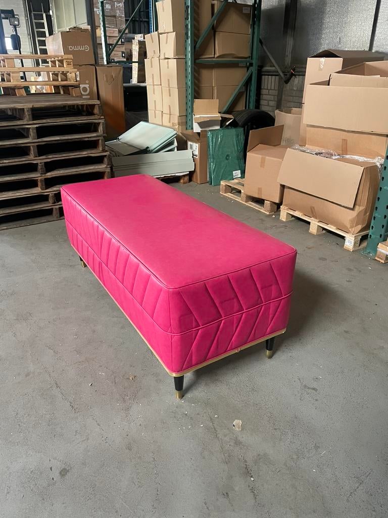 Roze bank, Gebruikt, Tweepersoons, Ophalen of Verzenden, Leer