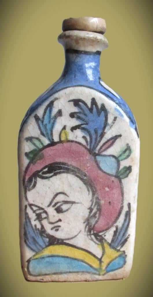 Oliekruik~Qajar~Antieke Perzische Kruik met  dop~ca 1900, Ophalen of Verzenden