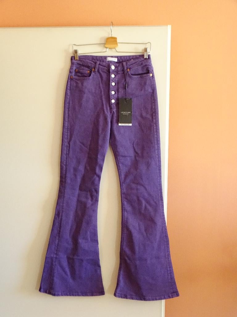 Loavies flared broek paars maat M (nieuw met kaartje), Kleding | Dames, Maat 38/40 (M), Paars, Nieuw, Ophalen of Verzenden