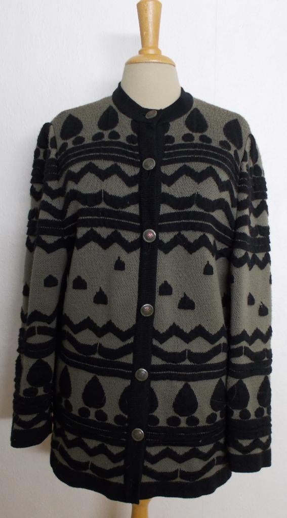 Mooi vintage groen/zwart wol mix vest van Ara! 40, Kleding | Dames, Truien en Vesten, Verzenden, Zo goed als nieuw, Maat 38/40 (M)