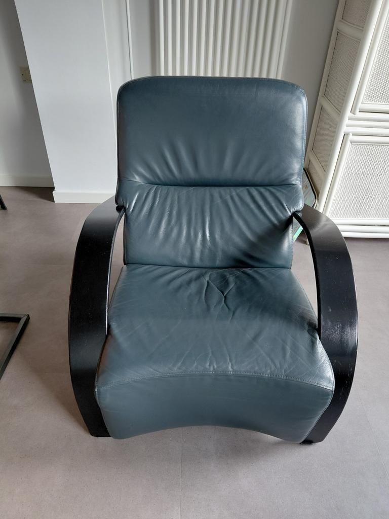 Leren stoel, kleur Ocean, Montel af te halen voor 20euro, Ophalen, Gebruikt, 50 tot 75 cm, Leer