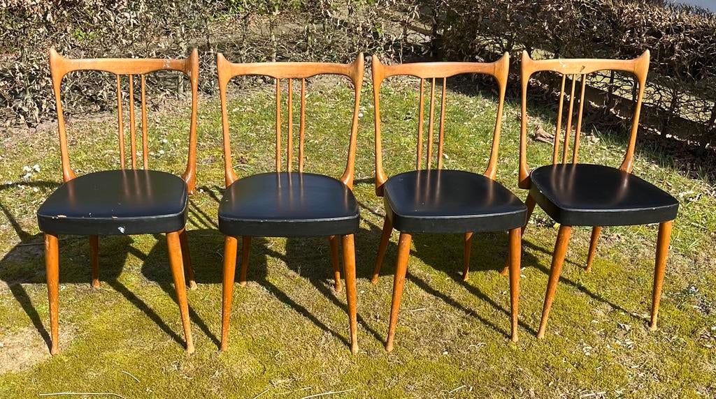 SET VINTAGE BEUKEN STEVENS STOELEN (4), Antiek en Kunst, Ophalen