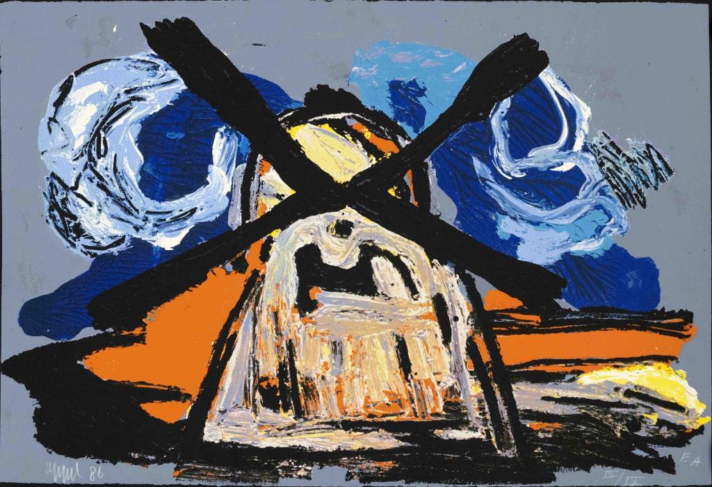 Karel Appel(1921) Zeefdruk " De Molen " Ges Gen, Ophalen of Verzenden
