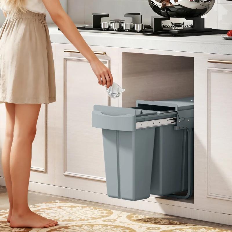 HOMCOM Uittrekbare prullenbak 30L, Ophalen, Gebruikt, 20 tot 30 liter, Metaal