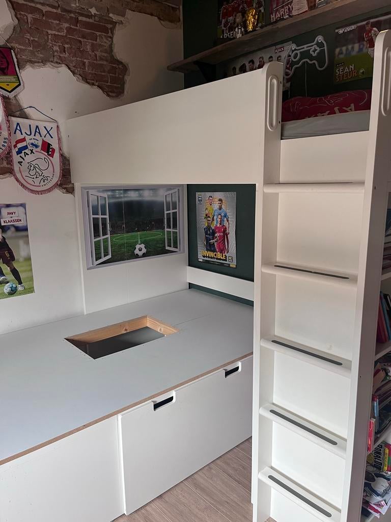 Ikea hoogslaper smastad, rood met wit, Ophalen, Gebruikt, Hoogslaper