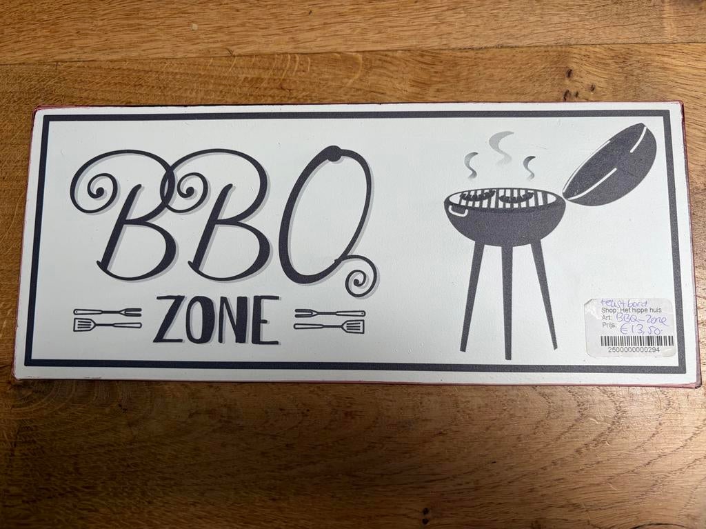 Nieuw Stalen Bordje "BBQ Zone" met Ophangsysteem, Ophalen of Verzenden, Nieuw