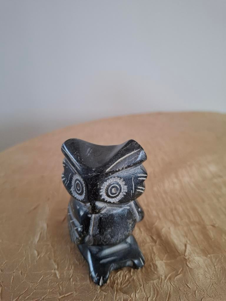 Unieke handgesneden uil van speksteen, Verzamelen, Beelden en Beeldjes, Ophalen of Verzenden