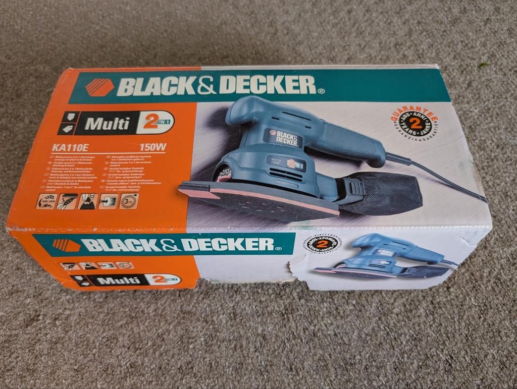 Black & Decker Multi 2 in 1 schuurmachine KA110E, Ophalen of Verzenden, Minder dan 600 watt, Vlakschuurmachine
