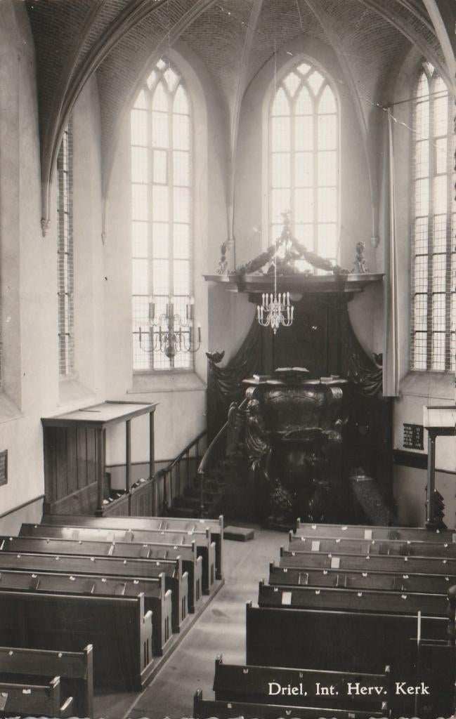 DRIEL Ned. Herv. Kerk Interieur, Verzamelen, Ansichtkaarten | Nederland, Verzenden, 1960 tot 1980, Gelopen, Gelderland