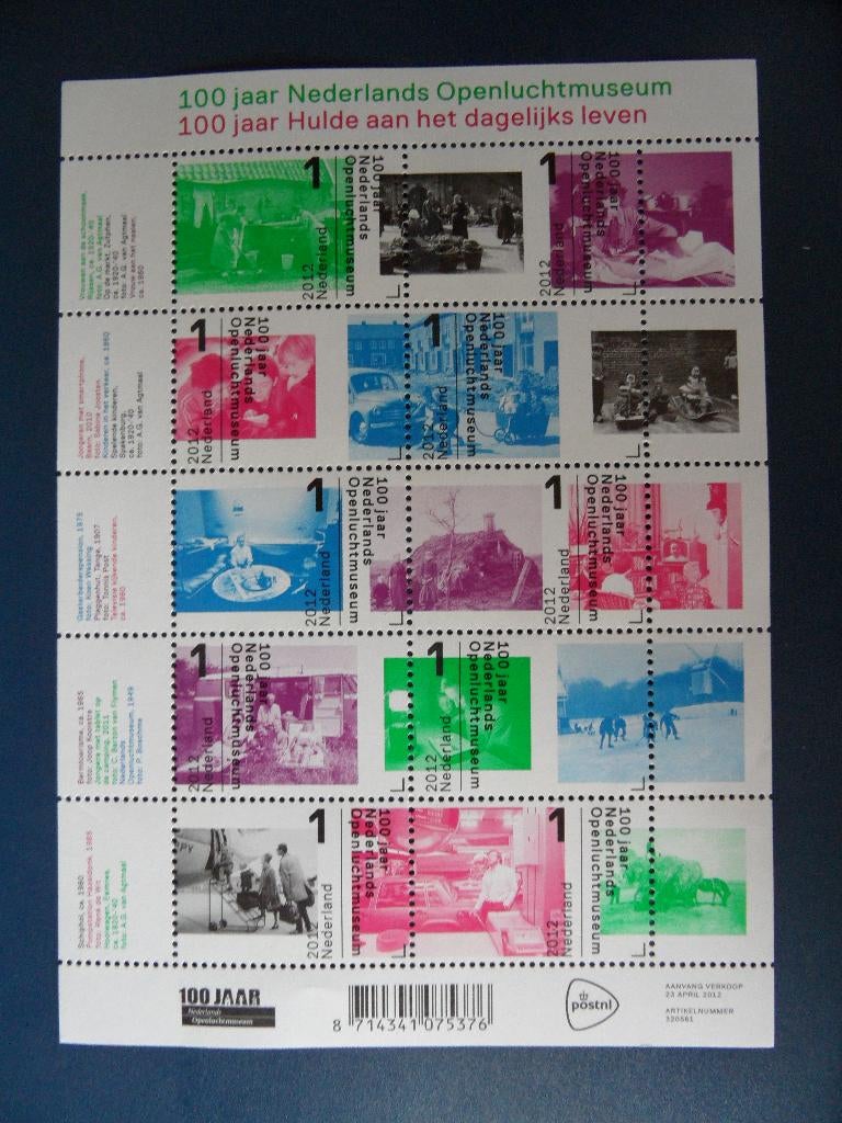 Postzegelvel 100 jaar Nederlands openluchtmuseum * korting *, Ophalen of Verzenden, Postfris
