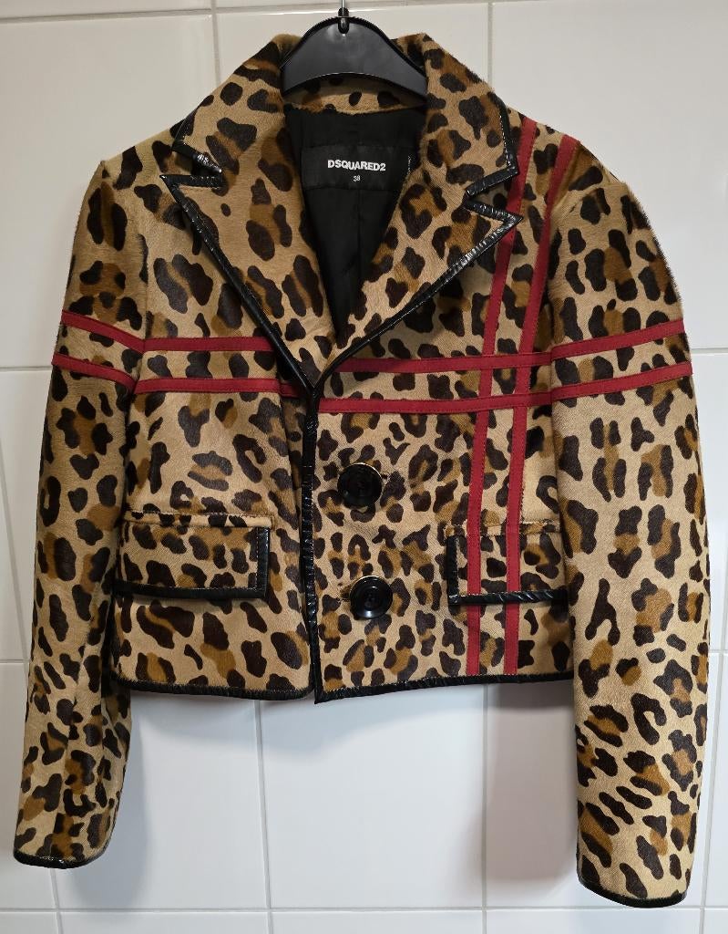 Dsquared2 jasje met panterprint ita mt 38 ned mt 34, Beige, Ophalen of Verzenden, Zo goed als nieuw, Dsquared2