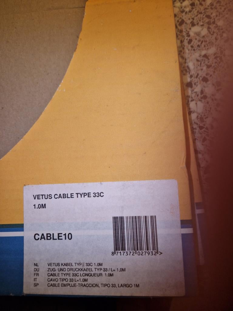 2x Vetus Bedieningskabel Type 33C - 1 Meter, Watersport en Boten, Accessoires en Onderhoud, Ophalen of Verzenden, Nieuw, Motor en Techniek