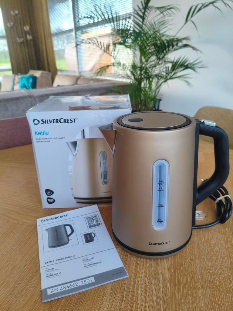 Silvercrest waterkoker (nieuw) taupe, 1 tot 2 liter, Ophalen of Verzenden, Nieuw