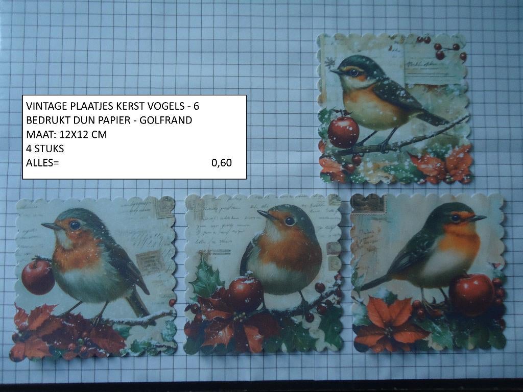 ⚠️nu 0,25: vintage plaatjes kerst vogel 6 ( alleen verzenden, Hobby en Vrije tijd, Kaarten | Zelf maken, Ophalen, Nieuw, Kerst
