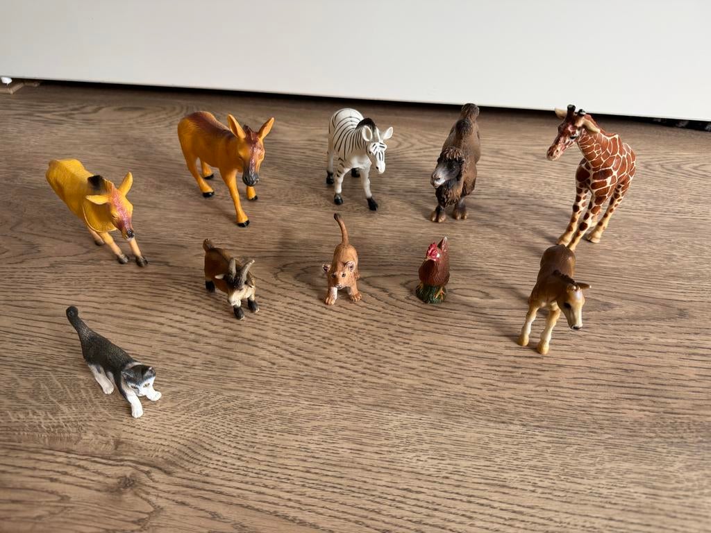 Grote set plastic speeldieren: boerderij en safari, Ophalen, Gebruikt