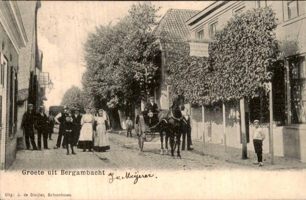 Bergambacht - Straat - Paard en koets, Ophalen of Verzenden, Voor 1920, Gelopen, Zuid-Holland