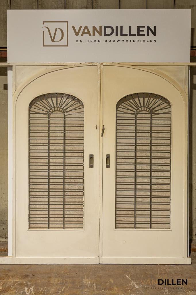 Set oude en-suite schuifdeuren glas in lood 213 x 186