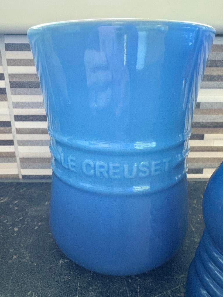 Le Creuset  Blauwe pollepel pot / Spatelpot, Huis en Inrichting, Ophalen of Verzenden, Zo goed als nieuw