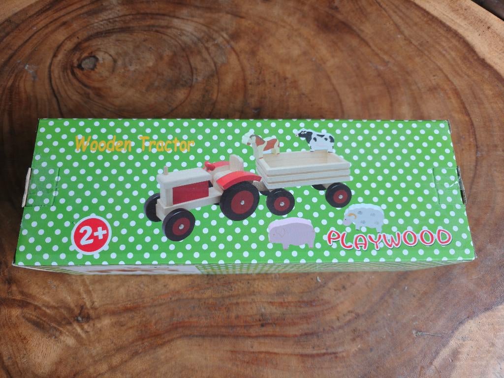 Houten tractor set, Verzenden, Nieuw, Duw- of Trekspeelgoed