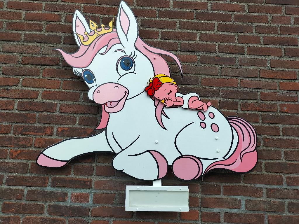 Geboortebord roze paardje geweldig in uw tuin of aan balkon., Kinderen en Baby's, Ophalen, Nieuw, Geboortebord