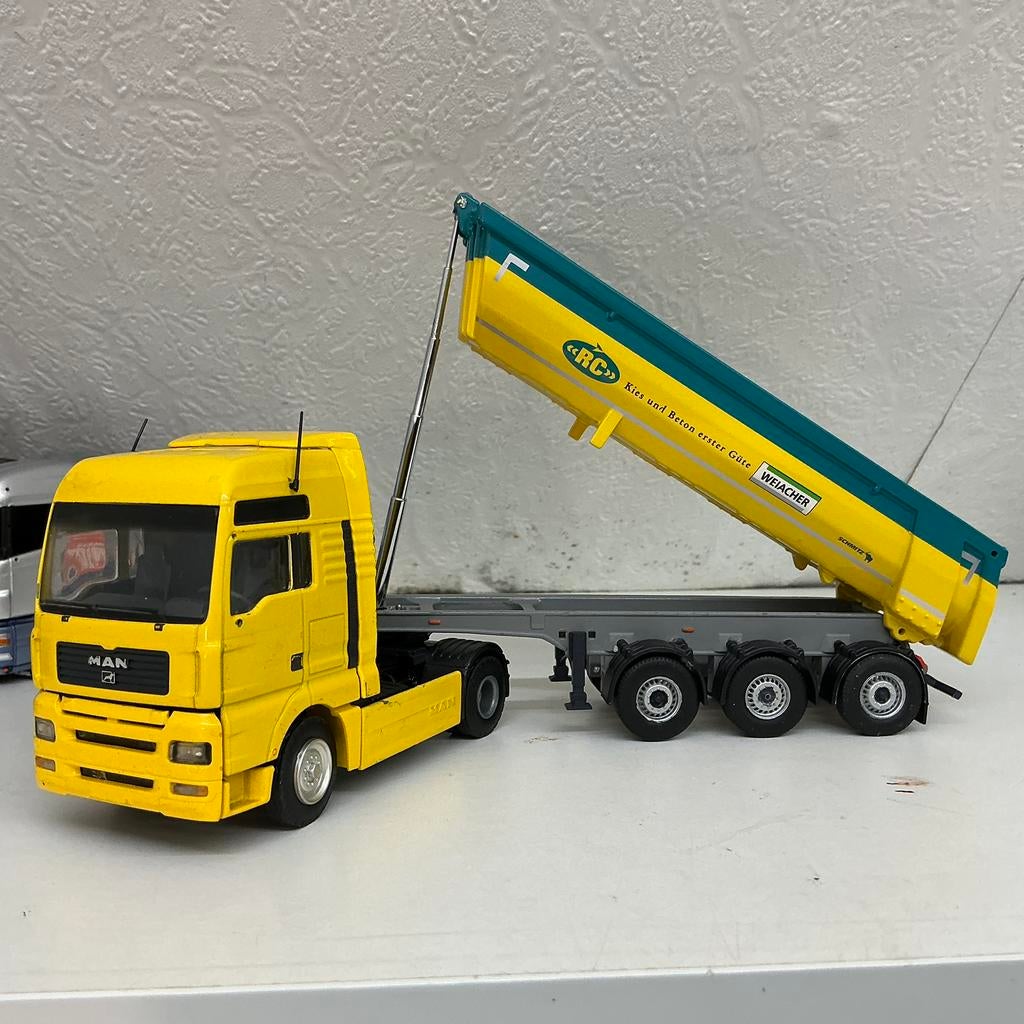 MAN TGA trekker met Eberhard kipper trailer, Hobby en Vrije tijd, Modelauto's | 1:50, Ophalen of Verzenden, Zo goed als nieuw