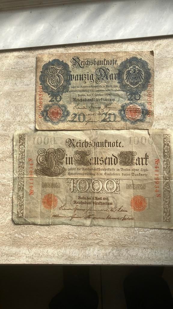 2 bankbiljetten uit Duitsland, Postzegels en Munten, Bankbiljetten | Europa | Niet-Eurobiljetten, Ophalen of Verzenden, Duitsland