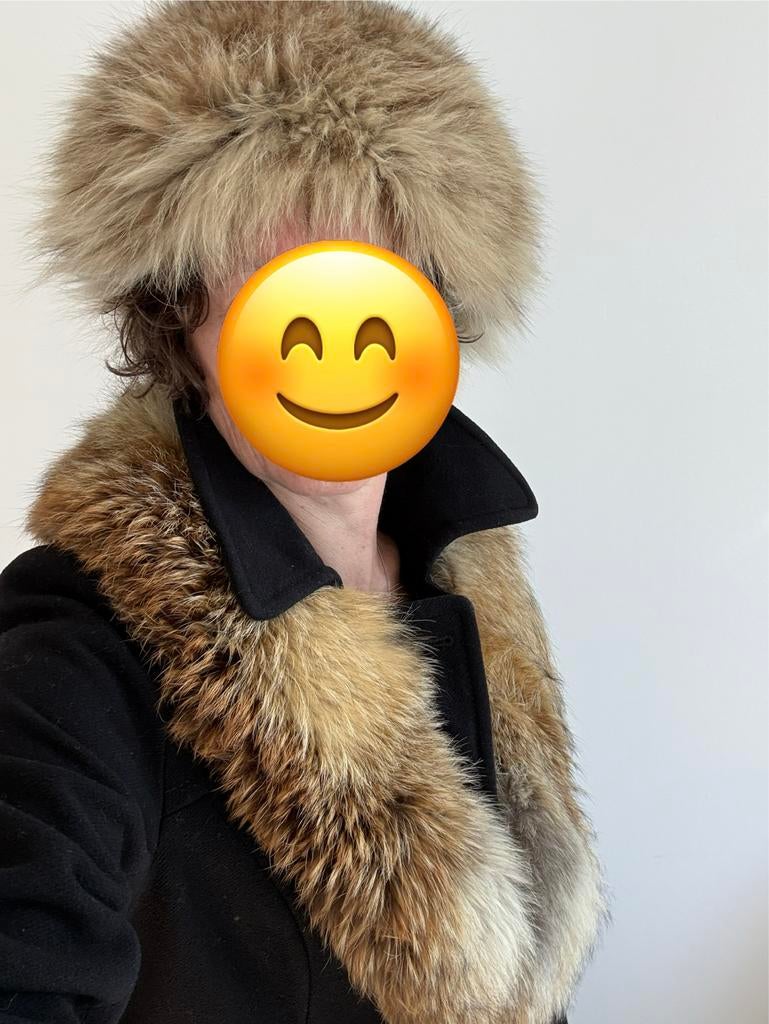 Vintage Bont Muts en Sjaal Set, Ophalen of Verzenden, Gedragen, Muts