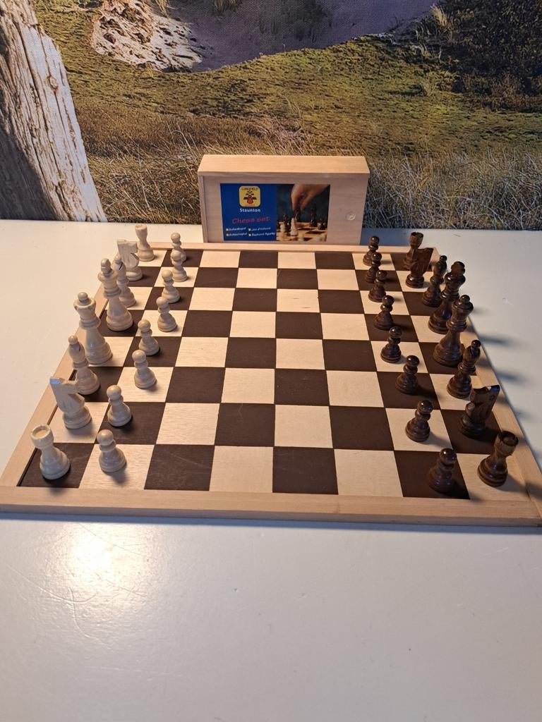 Houten schaakspel en damspel, Ophalen of Verzenden