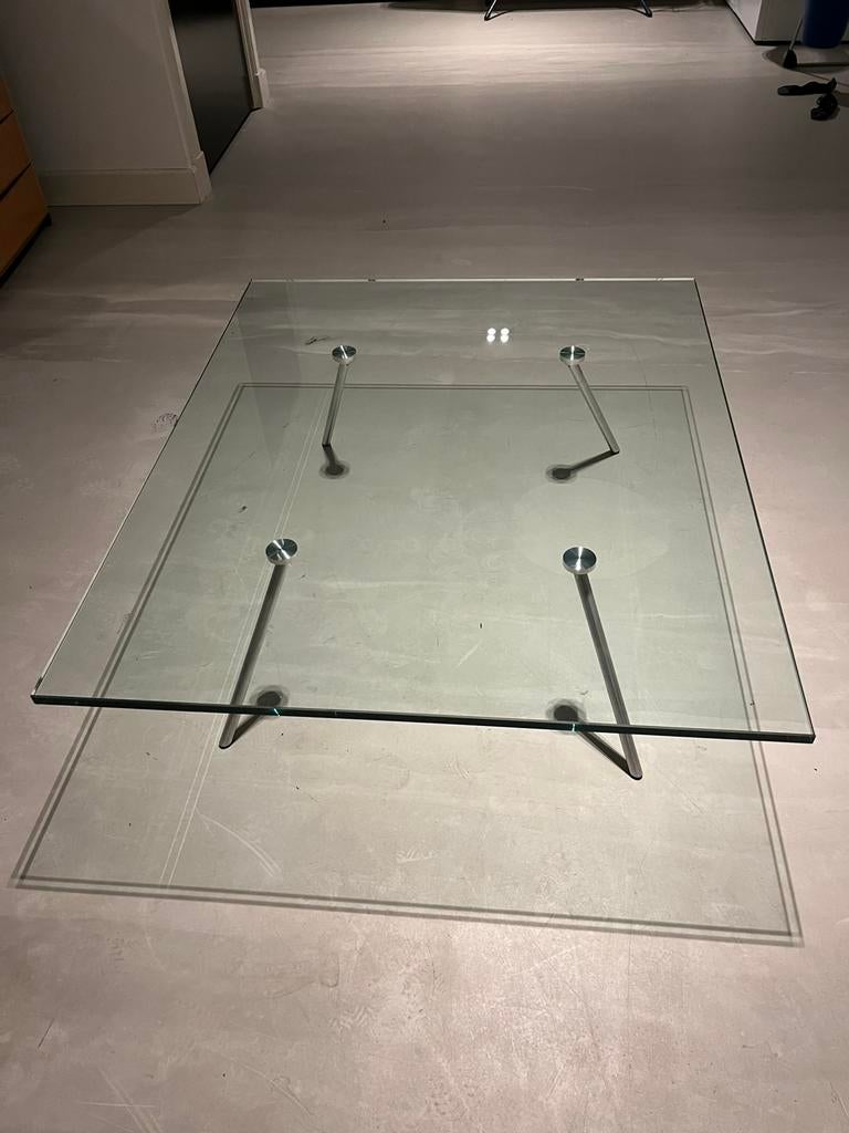 Mooie glazen salontafel design Henk Vos, Ophalen, 100 tot 150 cm, 50 tot 100 cm, Minder dan 50 cm