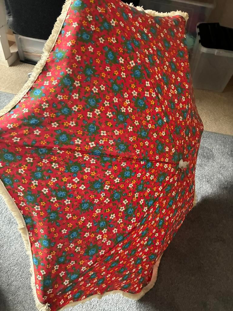 Retro vintage boho jaren 60,70 parasol parasolletje 95 cm, Tuin en Terras, Parasols, Ophalen of Verzenden, Gebruikt, 1 tot 2 meter