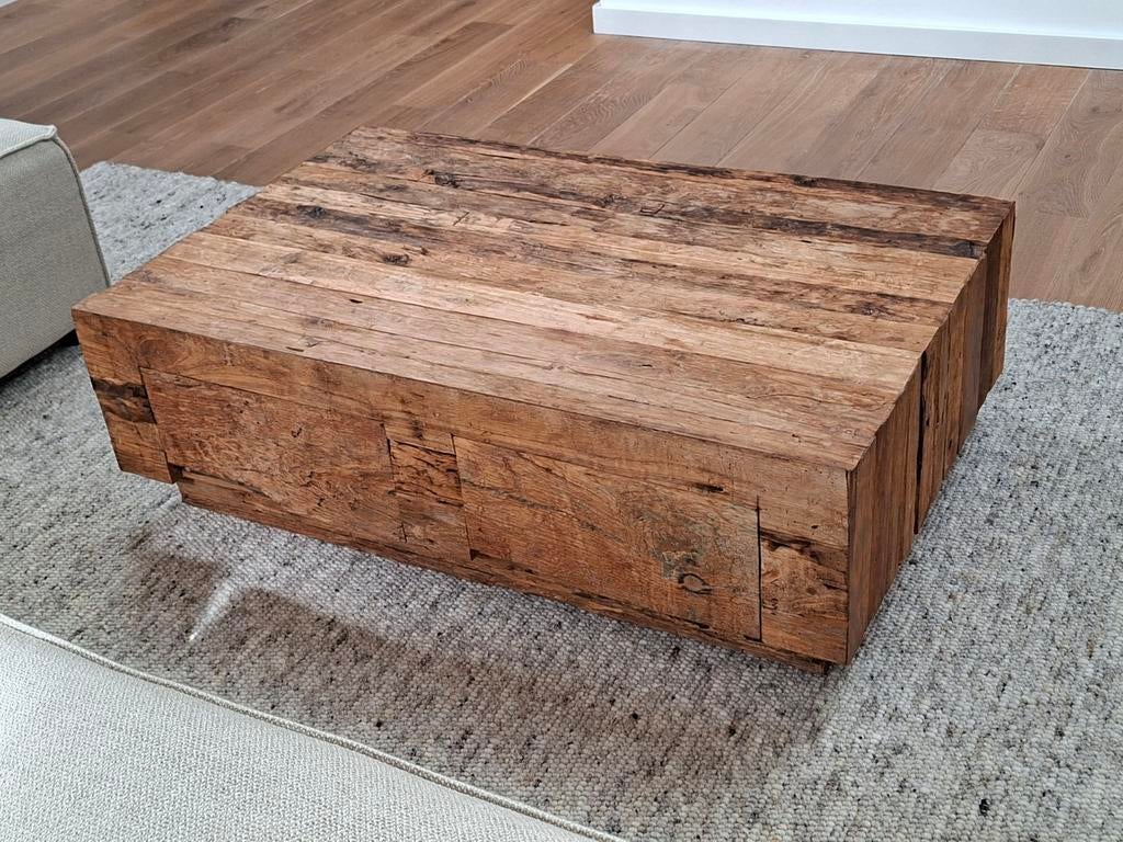 Salontafel oud teak uit Indonesië, Huis en Inrichting, Ophalen, 100 tot 150 cm, Teakhout, 50 tot 100 cm