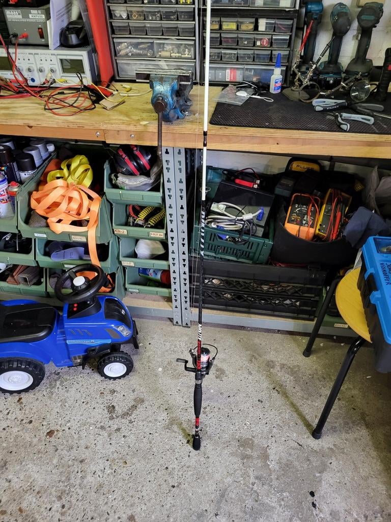 Roofvis hengel+aas, Ophalen of Verzenden, Opvouwbaar, Gebruikt