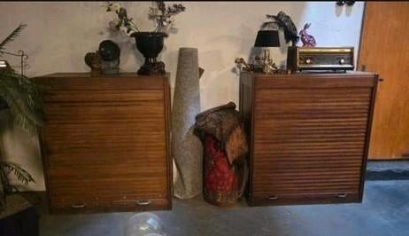 Vintage roldeurkasten 4 stuks!!, Ophalen, Gebruikt, Minder dan 100 cm, 25 tot 50 cm