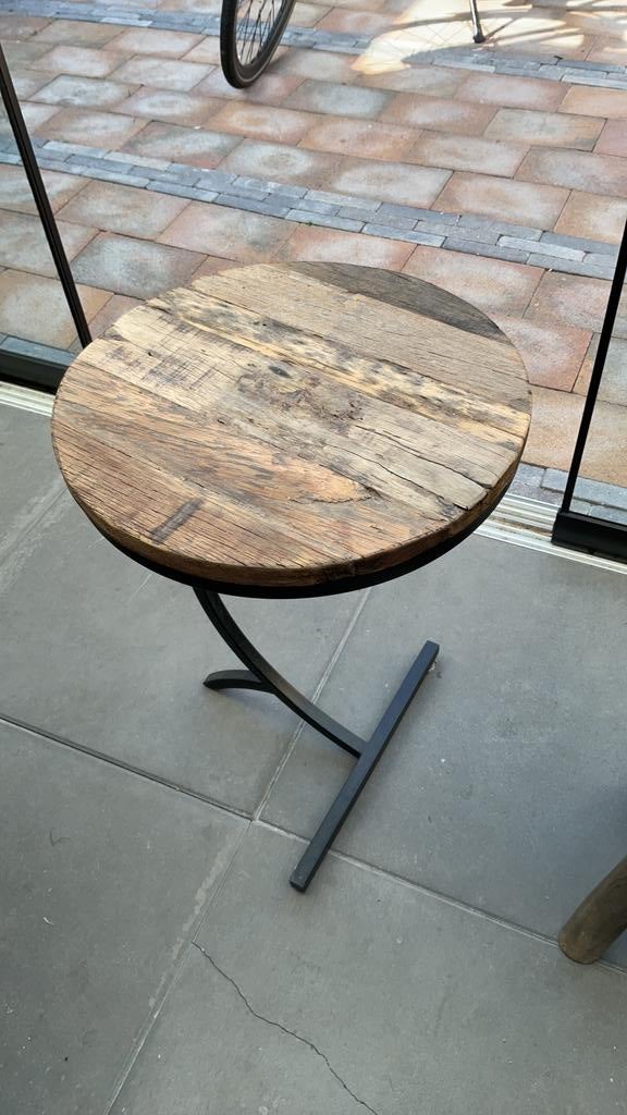 Bijzettafel landelijk, Ophalen of Verzenden, Zo goed als nieuw, Rond, Minder dan 55 cm