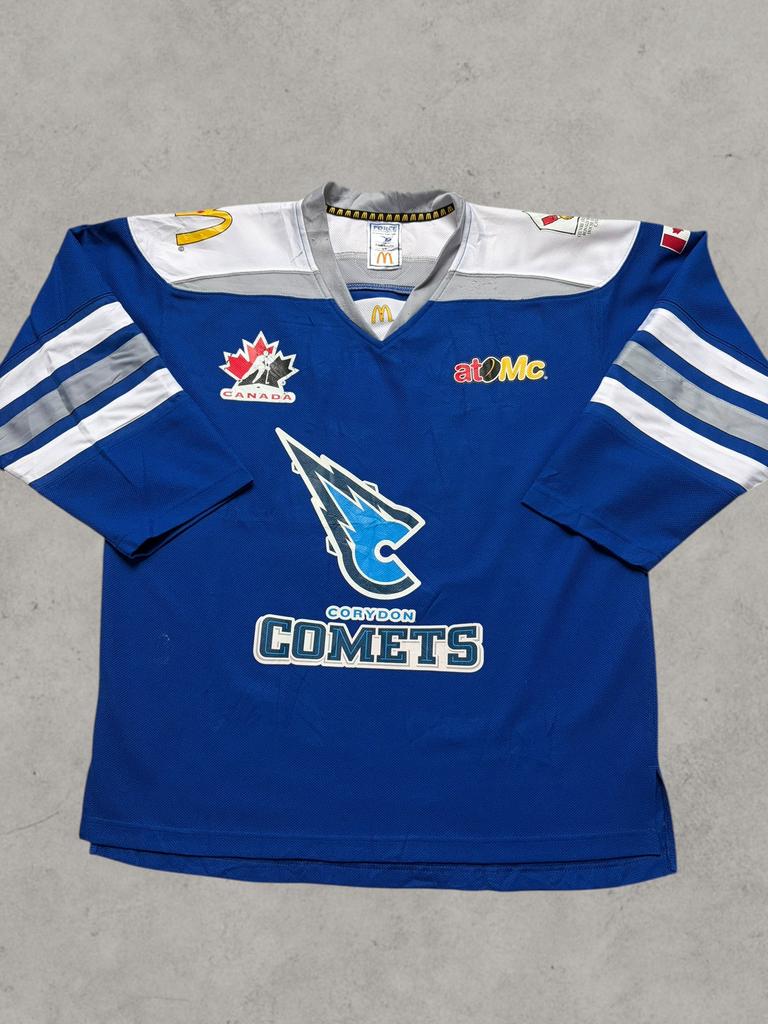 Vintage Corydon Comets hockey shirt blauw Canada jersey, Gebruikt, Ophalen of Verzenden, MksneKz, Mhdusjz