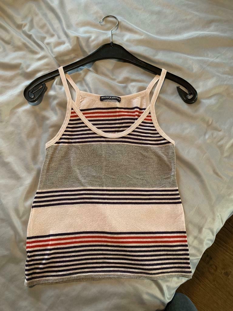 Brandy Melville gestreepte top one size, Wit, Ophalen of Verzenden, Zonder mouw, Maat 34 (XS) of kleiner