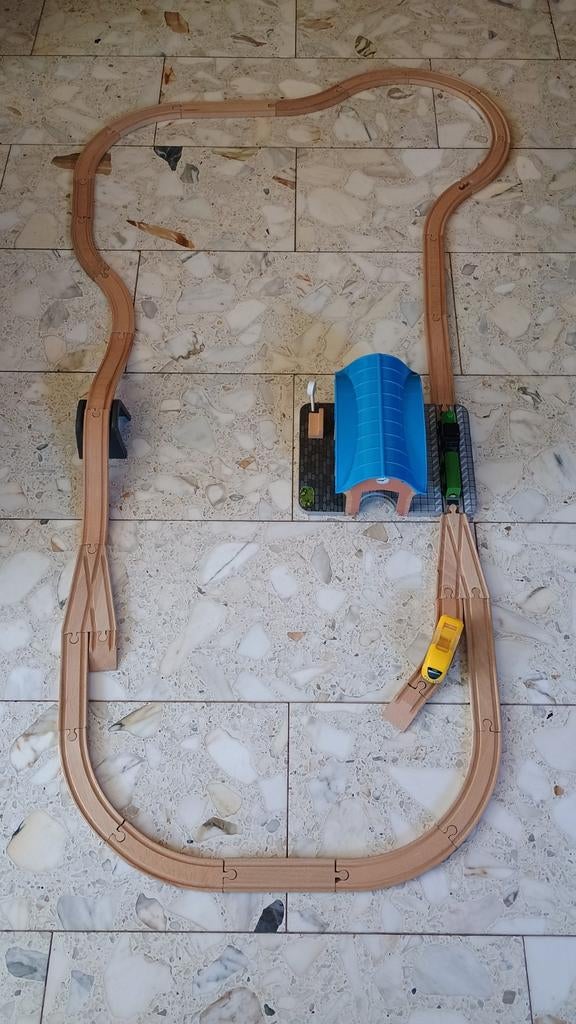Playtive houten treinbaan met treinen en station, Ophalen of Verzenden
