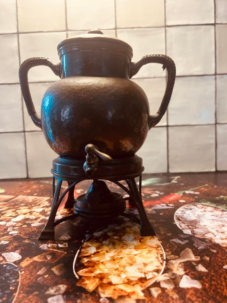 Koffie kraantjeskan roodkoper met brander, Ophalen of Verzenden, Koper