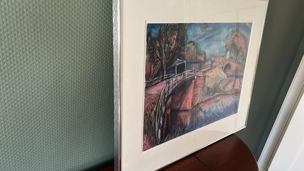 Aquarel - steentil bij Aduard, Antiek en Kunst, Ophalen of Verzenden