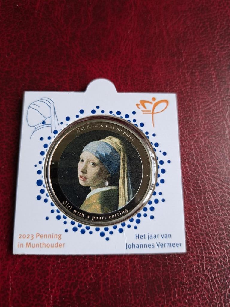 Jaar van Vermeer Penning 2023 in Bedrukte Munthouder, Postzegels en Munten, Ophalen of Verzenden, Overige waardes