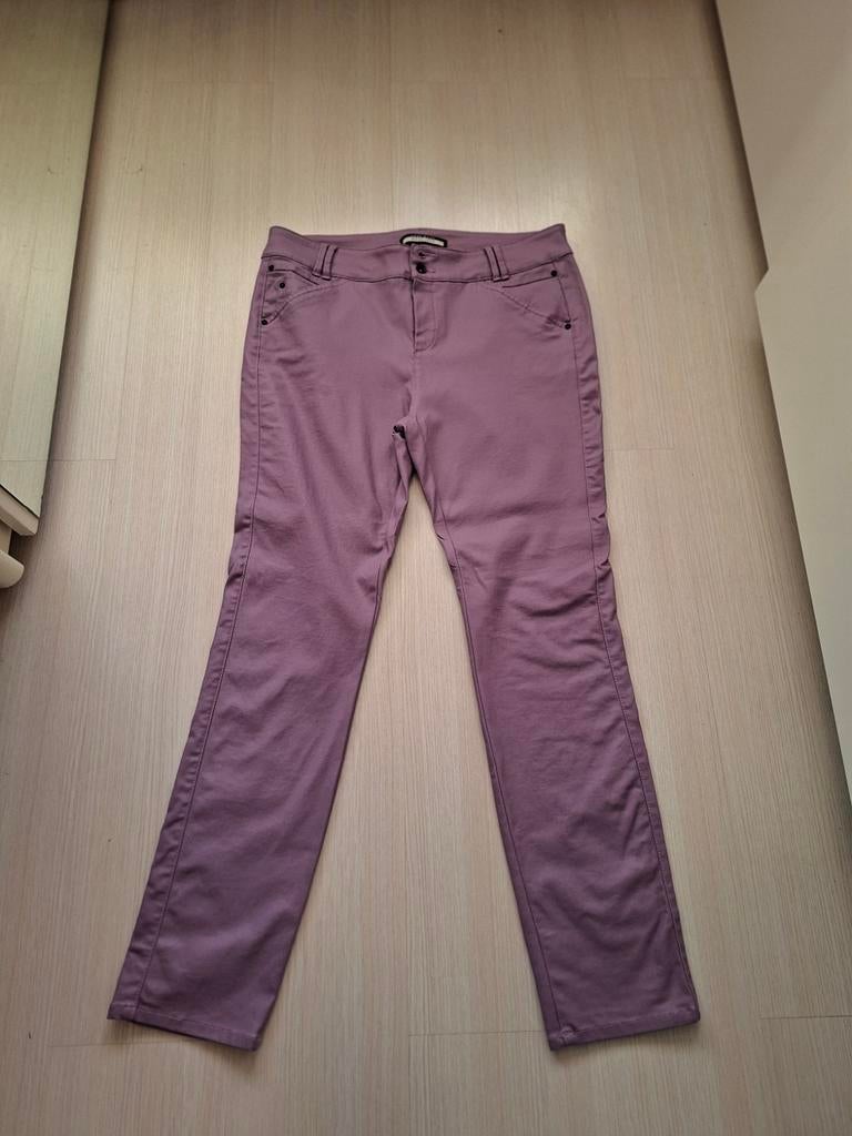 Street One lila leren broek maat 44, Kleding | Dames, Paars, Ophalen of Verzenden, Zo goed als nieuw, Lang