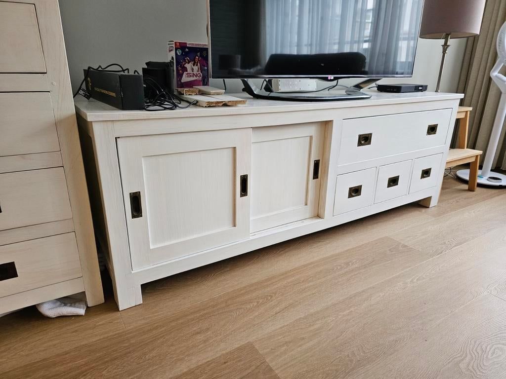 Te Koop: TV Meubel Teak Wit, Ophalen