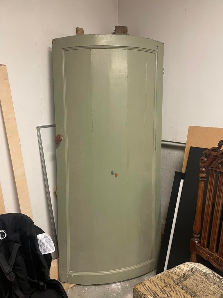 Antieke ronde houten deur groen, Ophalen, 80 tot 100 cm, Binnendeur, Zo goed als nieuw