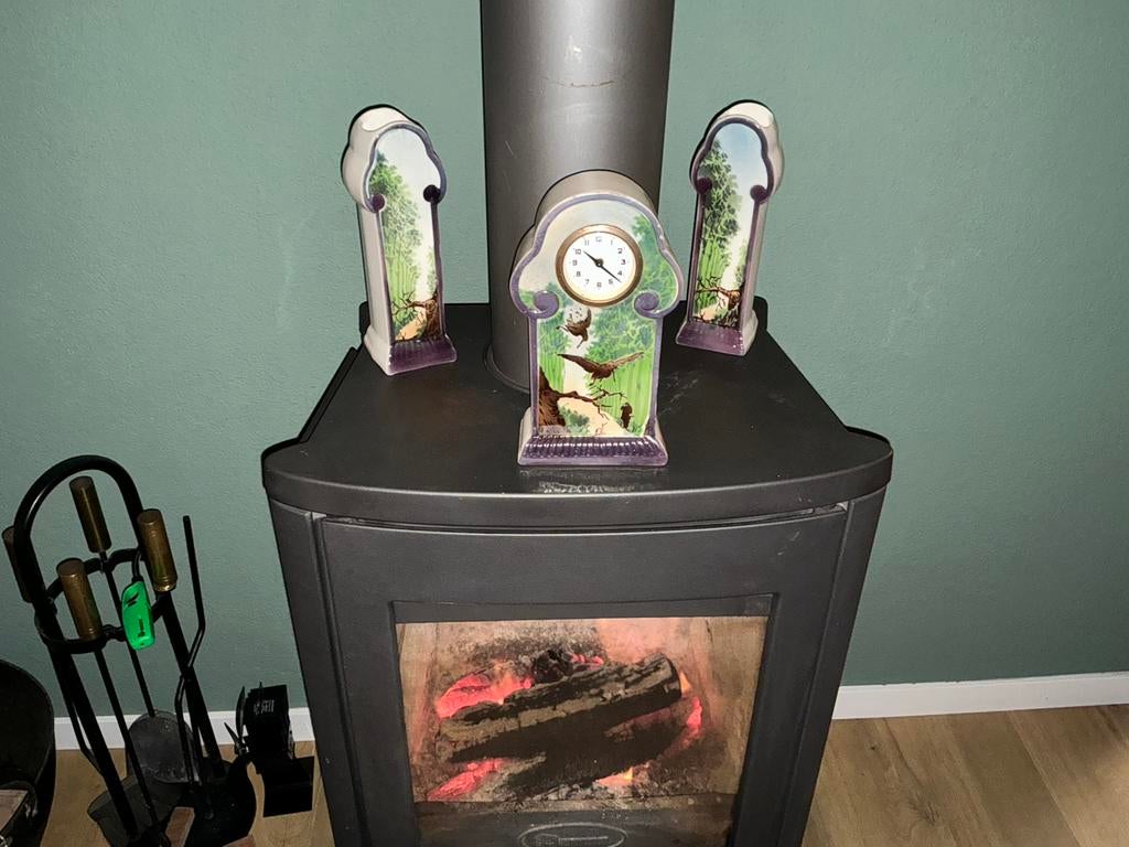 Goed werkende Art Deco Klok met Vazen, Ophalen of Verzenden