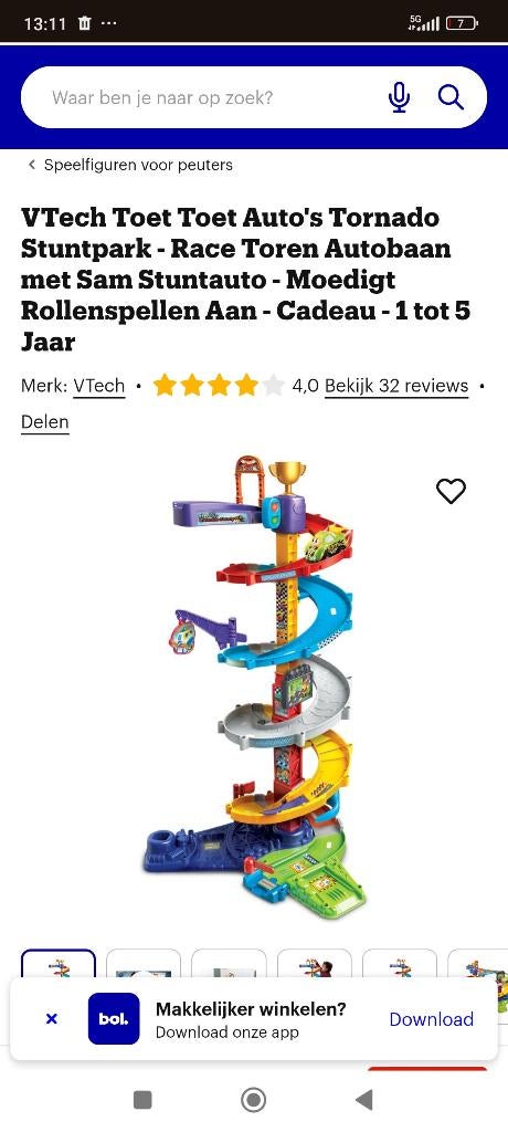 Toet Toet autos tornado stuntpark race toren autobaan, Ophalen of Verzenden, Gebruikt, 2 tot 4 jaar