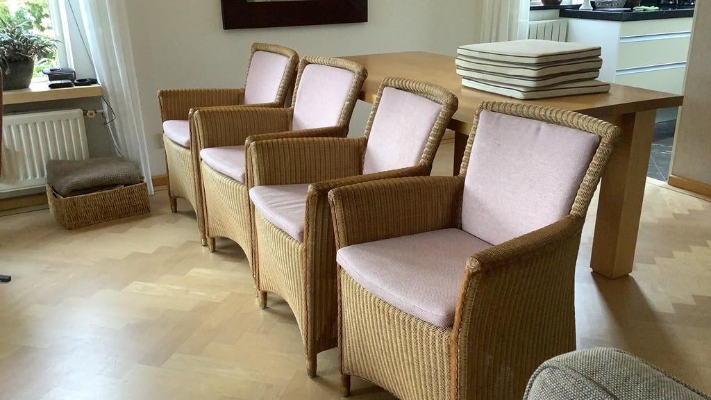 LLOYD LOOM 4 EETKAMERSTOELEN, Ophalen, Gebruikt, Bruin, Stof